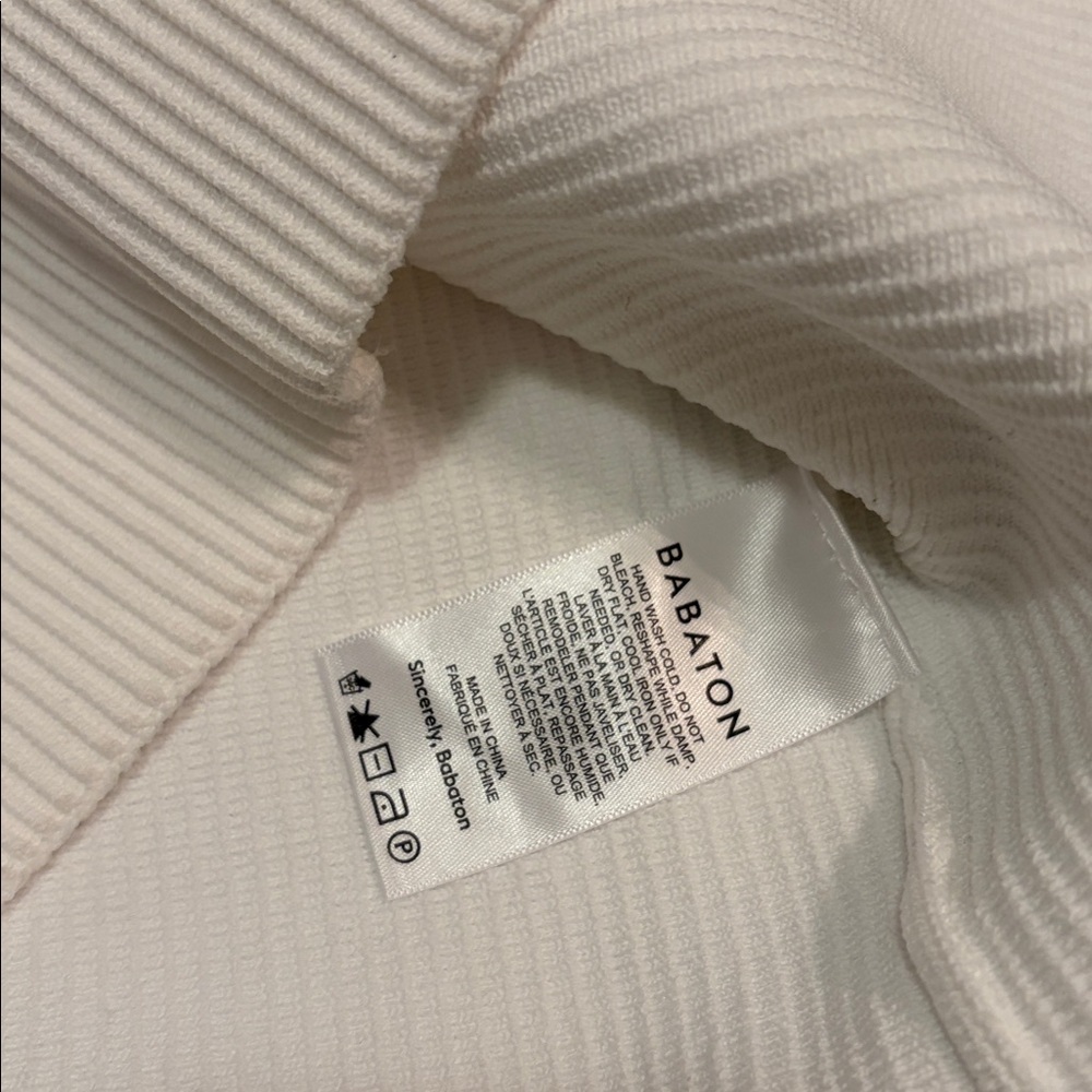 Aritzia Babaton Dress Mini NWT Sculpt Knit Cross Ribbed Halter White size Large - Picture 14 of 14